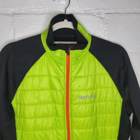 Marmot Men's Small Jacket Coat Black Green Full Zip Polartec - Picture 3 of 11